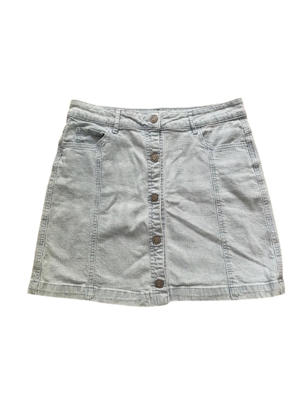 Thread & Supply Light Blue Striped Jean Midi Skirt Women M #0127